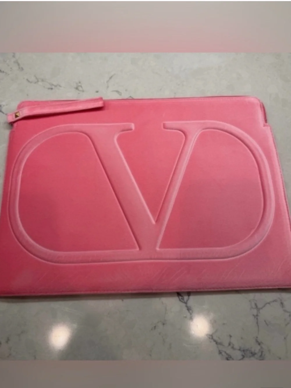 Valentino Pink Embossed V Zip 15inch laptop case